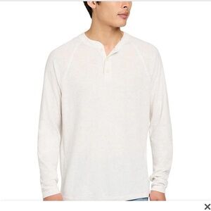 Faherty Men's White Henley Shirt